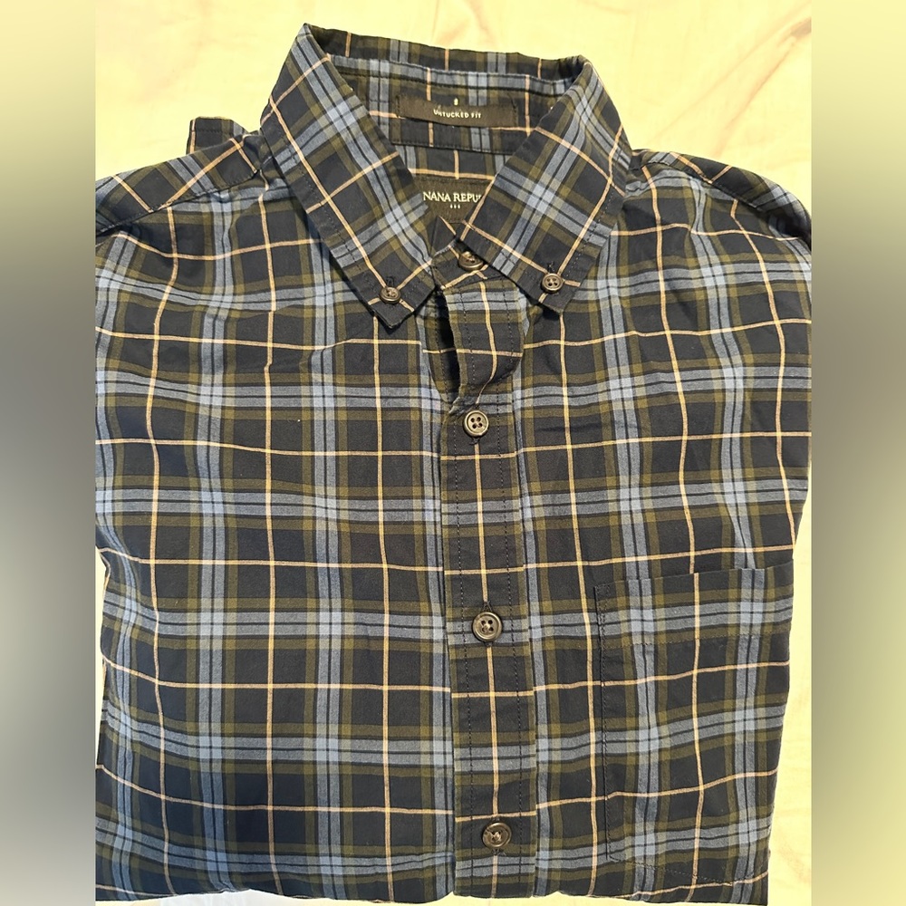 Banana Republic Mens small slim Untucked Fit Organic Cotton Oxford Shirt